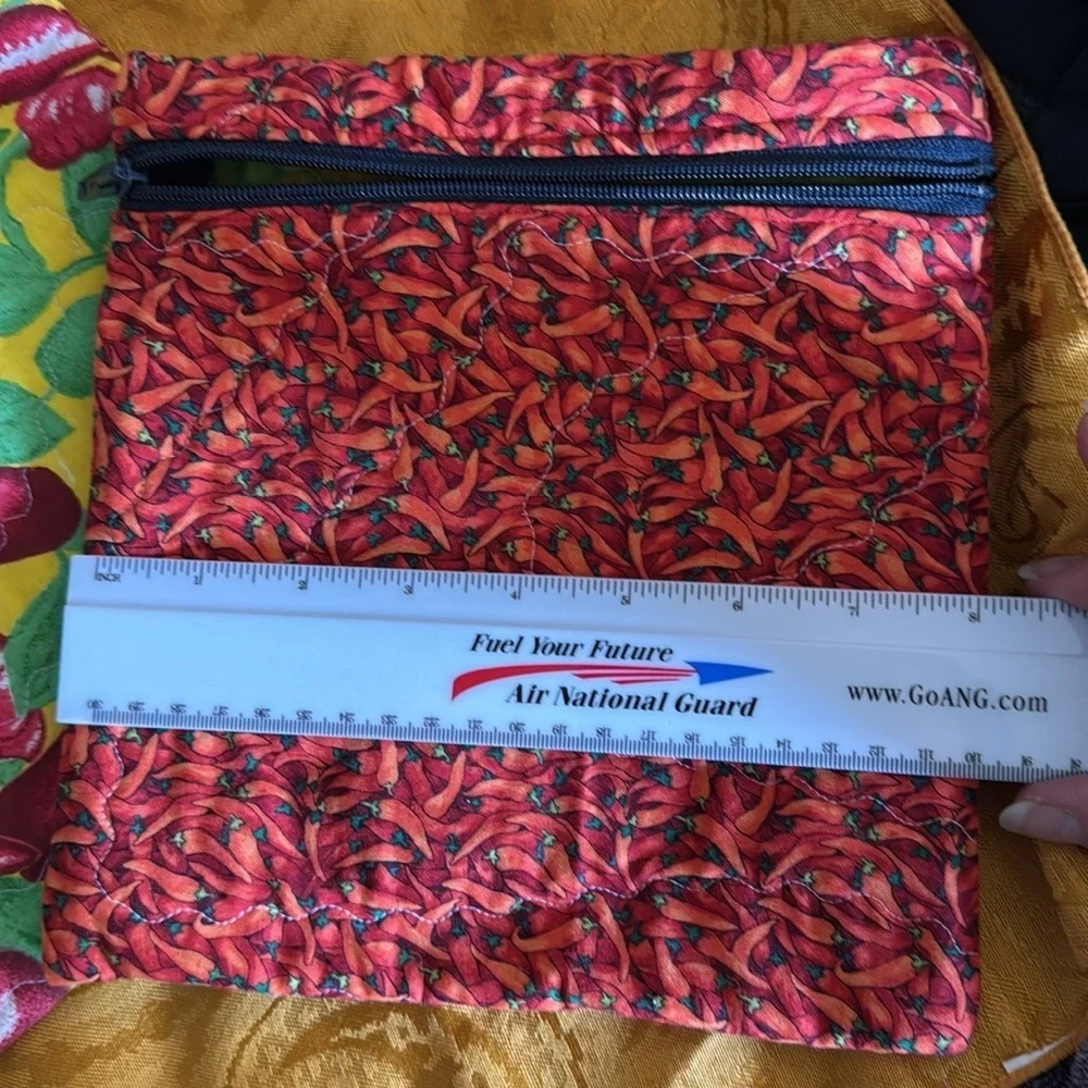 Set of 2 Handmade Quilted Chili Pepper Print Bags